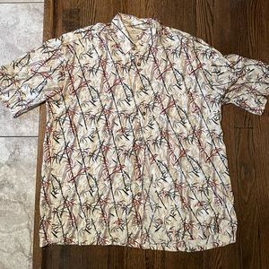 Natural Issue Short Sleeve Bamboo Floral Button Down Shirt Medium